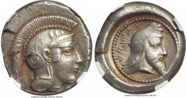 LYCIAN DYNASTS. Kherei (ca. 440-410/390 BC). AR stater (19mm, 8.44 gm, 6h). NGC Choice XF S 5/5 - 4/5. Head of Athena right, wearing crested Attic hel...