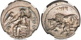CILICIA. Tarsus. Mazaeus, as Satrap (361-334 BC). AR stater (23mm, 10.65 gm, 12h). NGC MS 5/5 - 4/5. B'LTRZ (Aramaic), Ba'altars seated left, head fac...