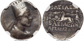 ARMENIAN KINGDOM. Artavasdes II (56-34 BC). AR drachm (19mm, 3.49 gm, 12h). NGC Fine 4/5 - 2/5. Artaxata, dated Regnal Year 17 (40/39 BC). Draped bust...
