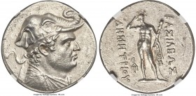 BACTRIAN KINGDOM. Demetrius I (ca. 200-185 BC). AR tetradrachm (31mm, 17.02 gm, 12h). NGC Choice XF 5/5 - 4/5, Fine Style. Diademed, draped bust of De...