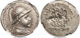 BACTRIAN KINGDOM. Eucratides I the Great (ca. 170-145 BC). AR tetradrachm (33mm, 17.00 gm, 11h). NGC Choice AU S 5/5 - 5/5. Diademed, draped and cuira...