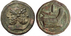 Anonymous. Ca. 225-217 BC. AE aes grave as (62mm, 272.78 gm, 12h). XF. Reduced Libral standard. Laureate, bearded head Janus on raised disk; no mark o...