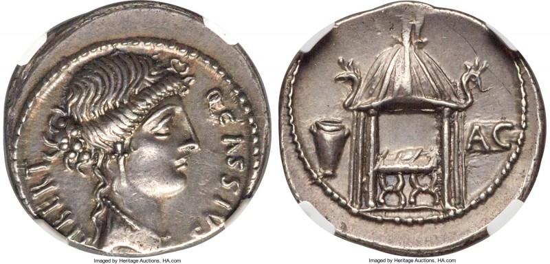 Q. Cassius Longinus (ca. 55 BC). AR denarius (19mm, 3.67 gm, 6h). NGC AU S 4/5 -...