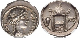 Q. Cassius Longinus (ca. 55 BC). AR denarius (19mm, 3.67 gm, 6h). NGC AU S 4/5 - 5/5. Rome. Q•CASSIVS-LIBERT, head of Libertas right, wearing pendant ...