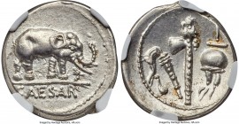 Julius Caesar, as Dictator (49-44 BC). AR denarius (20mm, 4.11 gm, 7h). NGC Choice AU 5/5 - 3/5. Military mint traveling with Caesar in northern Italy...