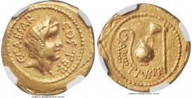 Julius Caesar, as Dictator (49-44 BC). AV aureus (21mm, 8.00 gm, 8h). NGC XF 4/5 - 2/5, marks. Rome, 46 BC, Aulus Hirtius, praetor. C•CAESAR-COS•TER, ...