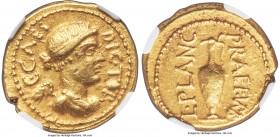 Julius Caesar, as Dictator (49-44 BC). AV aureus (20mm, 8.02 gm, 1h). NGC Choice VF 5/5 - 3/5, marks. Rome, ca. late 46-early 45 BC, L. Munatius Planc...
