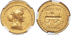 L. Cestius and C. Norbanus (ca. 43 BC). AV aureus (19mm, 8.01 gm, 1h). NGC VF 5/5 - 2/5, scratches, slight bend. Rome, ca. January-April 43 BC. Draped...