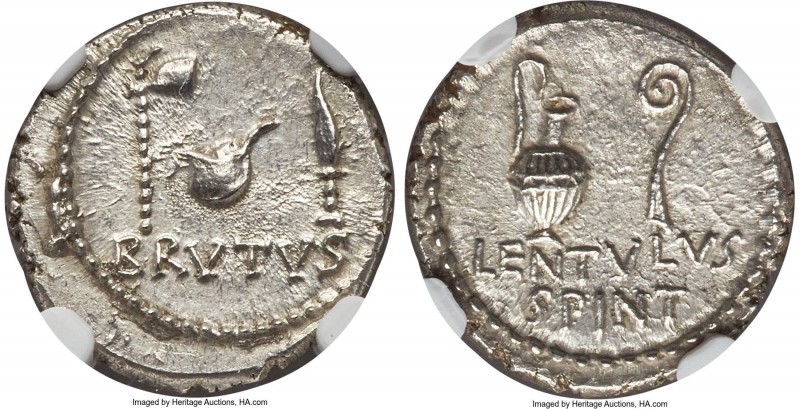 Q. Caepio (Marcus Junius) Brutus, Assassin of Caesar (44-42 BC). AR denarius (18...