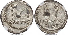 Q. Caepio (Marcus Junius) Brutus, Assassin of Caesar (44-42 BC). AR denarius (18mm, 3.84 gm, 11h). NGC MS 5/5 - 4/5. Uncertain military mint in the Ea...
