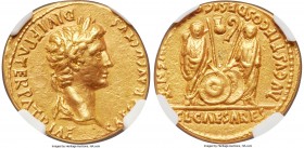 Augustus (27 BC-AD 14). AV aureus (20mm, 7.87 gm, 11h). NGC AU 4/5 - 3/5, ex-jewelry. Lugdunum, ca. 2 BC-AD 4. CAESAR AVGVSTVS-DIVI F PATER PATRIAE, l...