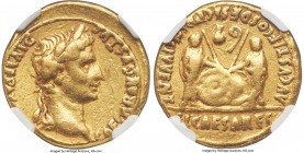 Augustus (27 BC-AD 14). AV aureus (20mm, 7.77 gm, 6h). NGC Choice Fine 4/5 - 3/5, marks. Lugdunum, ca. 2 BC-AD 4. CAESAR AVGVSTVS-DIVI F PATER PATRIAE...