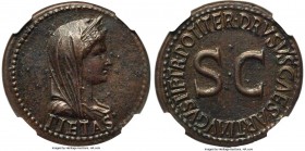 Drusus, as Caesar (AD 19-23). AE dupondius (29mm, 14.05 gm, 6h). NGC AU S 5/5 - 4/5. Rome, AD 22-23. PIETAS, veiled, diademed, draped bust of Livilla ...