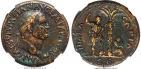 Vespasian (AD 69-79). AE sestertius (33mm, 25.30 gm, 6h). NGC Choice VF 5/5 - 3/5, Fine Style. Judaea Capta issue. Rome, AD 71. IMP CAES VESPASIAN AVG...