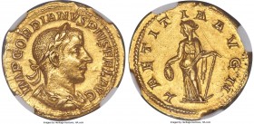 Gordian III (AD 238-244). AV aureus (20mm, 5.19 gm, 11h). NGC Choice AU 5/5 - 2/5, scratches. Rome, ca. AD 241-243. IMP GORDIANVS PIVS FEL AVG, laurea...