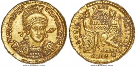 Constantius II, as Augustus (AD 337-361). AV solidus (21mm, 4.56 gm, 6h). NGC Choice AU 5/5 - 3/5, Fine Style. Sirmium, AD 355-361. FL IVL CONSTAN-TIV...