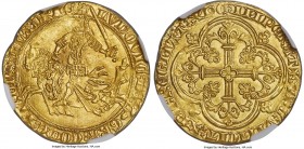 Flanders. Louis II de Mâle (1346-1384) gold Franc à cheval (Gouden Rijder) ND (1361-1364) MS64 NGC, Ghent mint, Fr-156, Delm-458. 3.65gm. LVDOVC´ : DE...