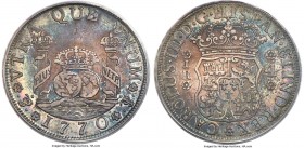 Charles III 4 Reales 1770 PTS-JR AU50 PCGS, Potosi mint, KM49. A charming piece exhibiting a deep cabinet tone full of rainbow appeal. With only a sli...