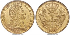 João V gold 12800 Reis (Dobra) 1731/0-M MS62 PCGS, Minas Gerais mint, KM139, cf. LMB-287 (overdate unlisted), Bentes-103.10 (R1). A boldly overdated s...