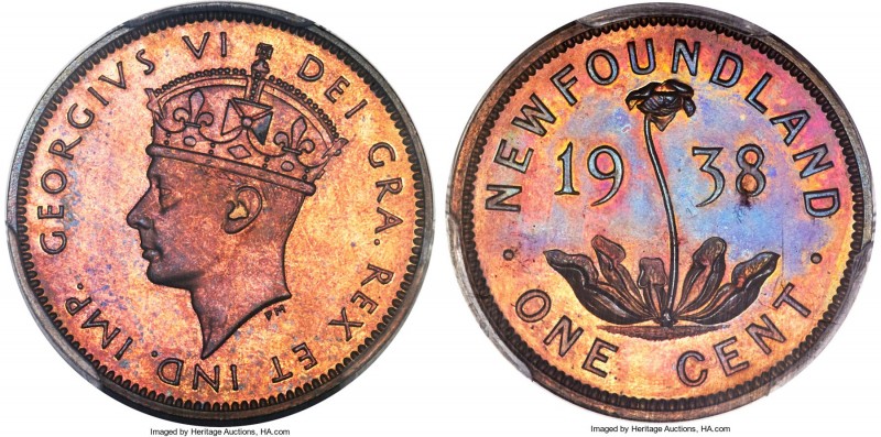 Newfoundland. George VI Specimen Cent 1938 SP66 Red and Brown PCGS, Royal Canadi...