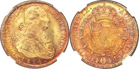Ferdinand VII gold 8 Escudos 1814 So-FJ MS63 NGC, Santiago mint, KM78. A highly lustrous and absolutely choice piece demonstrating exceptional visual ...