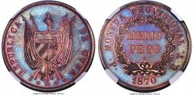 Provisional Republic copper Proof Pattern 1/2 Peso 1870 P-CT PR64+ Brown NGC, Potosi mint, KM-X4a. A scarce pattern issue displaying glossy surfaces d...