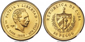Republic gold Piefort "Jose Marti" 50 Pesos 1989 MS69 NGC, KM-P22. Mintage: 10. A nearly flawless example of this ultra low-mintage issue which saw a ...