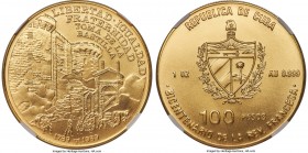 Republic gold "French Revolution" 100 Pesos 1989 MS69 NGC, KM320. Mintage: 150. Struck in commemoration of the 200th anniversary of the storming of th...
