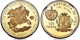 Republic gold Proof "Cuba Anniversary" 100 Pesos 1993 PR69 Ultra Cameo NGC, KM-Unl. An apparently unlisted and presumably very low mintage type, struc...