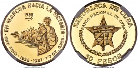 Republic Pair of Certified gold Proof "March to Victory" Multiple Pesos 1988 NGC, 1) 50 Pesos - PR69 Ultra Cameo, KM208. Mintage: 150. 2) 100 Pesos - ...
