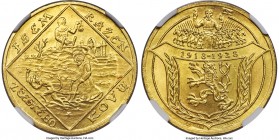 Republic gold 4 Dukaten 1928 MS65 NGC, KM-XM4. A rare one-year type struck for the 10th anniversary of the Republic, boasting an immaculate strike and...