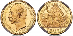Danish Colony. Christian IX gold 4 Daler (20 Francs) 1905-(h) MS66 NGC, Copenhagen mint, KM72. Obv. Bust of Christian IX left. Rev. Seated liberty fig...