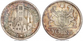 Free City 5 Gulden 1927 MS65 PCGS, KM147. Fully struck, the crisp definition of the devices only further enhanced by a soft tapestry of coloration tha...