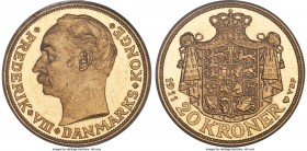 Frederik VIII gold Specimen 20 Kroner 1911 (h)-VBP SP66 Cameo PCGS, Copenhagen mint, KM810 (unlisted in Proof), Hede-1, Sieg-2. Mintage: 183,000 (Proo...