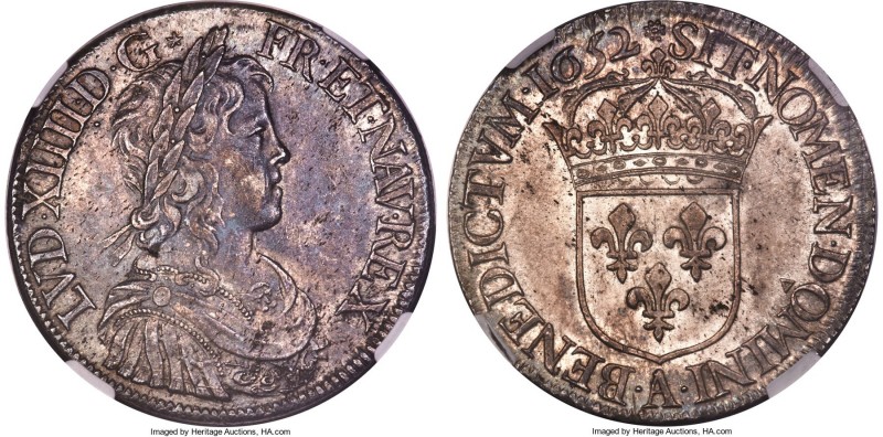 Louis XIV Ecu 1652-A MS63 NGC, Paris mint, KM155.1, Dav-3799, Gad-202, Dup-1469....