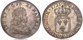 Louis XV Ecu 1721-W MS64 NGC, Lille mint, KM459, Dav-1328, Gad-319. Flan Reforme, trefoil below bust. Very little of host coin shadows through, though...