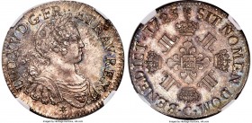 Louis XV Ecu 1725-C MS64 NGC, Caen mint, KM472.5, Dav-1329, Dup-1670, Gad-320, Ciani-2112. 23.59gm. Praiseworthy for this lesser-seen mint, and for th...