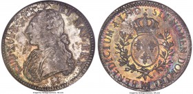Louis XV Ecu 1790-MA MS65 NGC, Marseille mint, KM564.11, Gad-356. A stunningly toned gem exhibiting an intense display of color ranging from iridescen...
