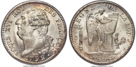 Louis XVI Ecu L'An 4 (1792)-A MS65 PCGS, Paris mint, KM615.1, Dav-1335. A frosty gem example of this popular revolutionary-era issue displaying absolu...