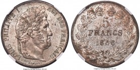 Louis Philippe I 5 Francs 1846-A MS63+ NGC, Paris mint, KM749.1, Dav-91. Visually pleasing and sporting scattered, lightly mottled tone over glassy fi...