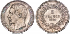 Louis-Napoleon 5 Francs 1852-A MS66 NGC, Paris mint, KM773.1, Dav-94, Gad-726. Signature: J.J. Barre. An ultra-satiny gem example nearly devoid of han...