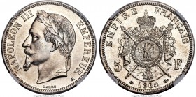 Napoleon III Specimen 5 Francs 1864-A SP66 NGC, Paris mint, KM799.1, Gad-739. A dazzling specimen striking presenting shimmering silvery luster amidst...