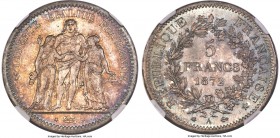 Republic 5 Francs 1872-A MS66 NGC, Paris mint, KM820.1, Gad-745a. A scarcer and more highly valued date than later Paris-minted issues of the same typ...