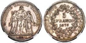 Republic Proof 5 Francs 1873-A PR66 NGC, Paris mint, KM820.1. A superb piece with aged gray and gold patina over reflective surfaces. A most attractiv...