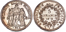 Republic 5 Francs 1873-A MS65+ NGC, Paris mint, KM820.1, Dav-92. Presenting flashy argent surfaces and ultra-sharp detailing, this gem "plus" example ...