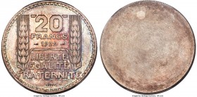 Republic silver Specimen Uniface Reverse Essai 20 Francs 1929 SP66+ PCGS, cf. KM879 (circulation issue), GEM-199.2. A difficult uniface pattern type r...