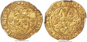 Louis XI gold Ecu d'or à la couronne ND (1461-1483) MS65 NGC, Fr-312, Dup-539. 3.42gm. LVDOVICVS : DЄI : GRACIA : FRAnCOR : RЄX, crowned arms of Franc...