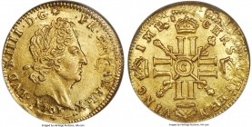 Louis XIV gold 1/2 Louis d'Or 1701-C AU50 ANACS, Caen mint, KM332.3, Gad-241. Bold central details with an easily readable date and mint. The Standard...