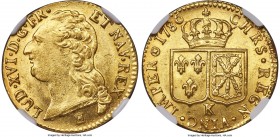 Louis XVI gold Louis d'Or 1786-K MS66 NGC, Bordeaux mint, KM591.8, Gad-361. Conditionally superb for a type that rarely crosses into the uppermost ech...