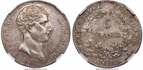 Napoleon 5 Francs L'An 12 (1803/1804)-A MS64 NGC, Paris mint, KM660.1. A one-year issue from the first year of Napoleon's reign as French Emperor. Nea...